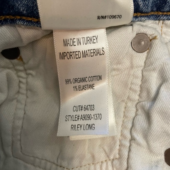 AGOLDE Riley Long High Rise Slim Straight Light Medium Blue Button Fly Size 27 - Picture 12 of 13